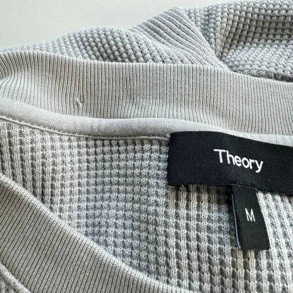 Theory Womens Easy Sweatshirt Easy Waffle Knit Top Size M Pima Cotton Ash Gray - Picture 14 of 14